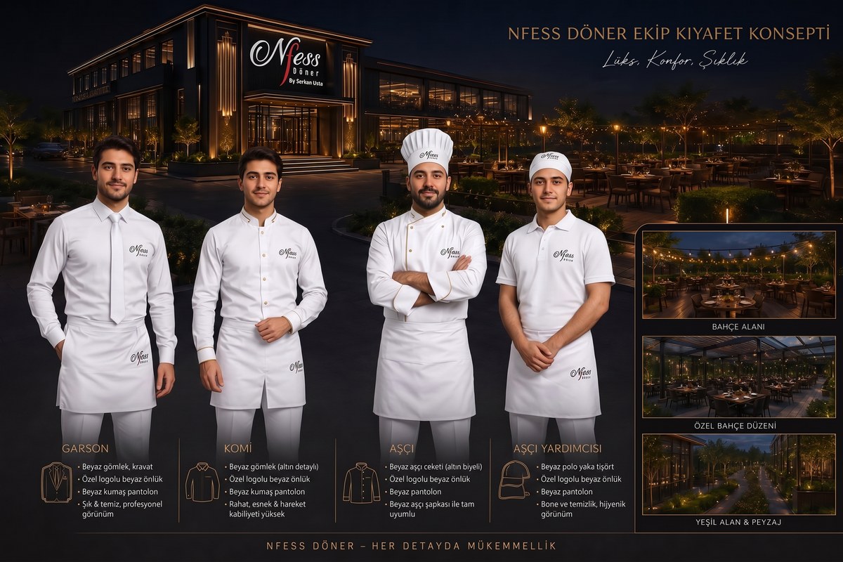 Nfess Döner by Serkan Usta ekip kıyafet konsepti, beyaz